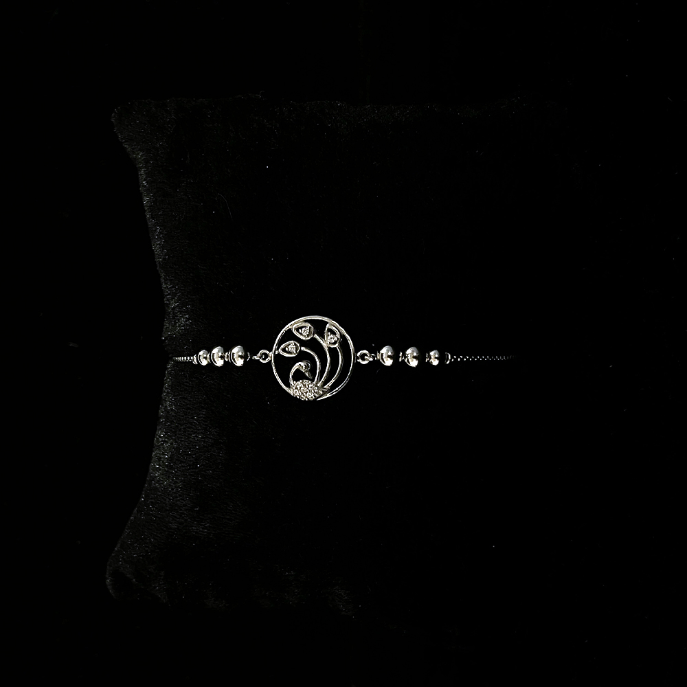 Minimal 92.5 Sterling Silver Floral Bracelet for Her